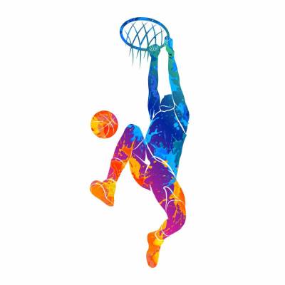 188 Wandtattoo Basketball Korb bunt - in 3 versch. Größen Sticker Aufkleber Teenager