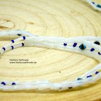 edle Brillenkette weiß-blau aus Stiftperlen, Miyuki Rocailles und Swarovski-Biconen 67 cm Bild 2
