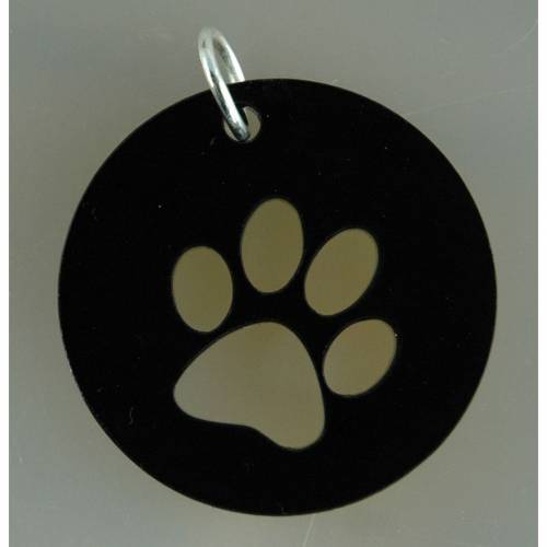 Echtes Kunsthandwerk: Toller Acrylglas Anhänger "Pfote"; Pfotenabdruck Tatze Hund Katze Tierfreund Kettenanhänge