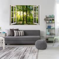 213 Wandtattoo Fenster - grüner Wald Forst mit Bäumen - in 5 Größen - Wandbild Paradies Wanddeko Bild 3