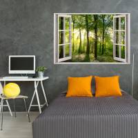 213 Wandtattoo Fenster - grüner Wald Forst mit Bäumen - in 5 Größen - Wandbild Paradies Wanddeko Bild 4
