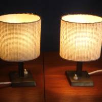 Paar Vintage Tischlampen Messing mit Stoffschirm Bild 1
