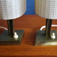 Paar Vintage Tischlampen Messing mit Stoffschirm Bild 6