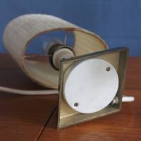 Paar Vintage Tischlampen Messing mit Stoffschirm Bild 8