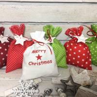 Adventskalender rot grün Kalender Advent selber befüllen Säckchen Baumwolle Taschen Tüten Türchen Weihnachten Bild 1
