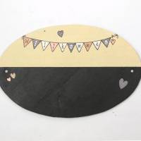Schiefertürschild oval Wimpel Wimpelkette zweifarbig handbemalt  Wunschname personalisiert Bild 3