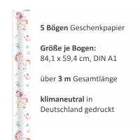 5 Bögen Geschenkpapier Einhorn pastell Aquarell - 1,60€/qm- 84,1 x 59,4 cm Regenbogen Bild 3