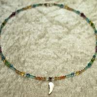 Engel Kette mit Silberflügel, Perlen und Edelsteinen Bild 3