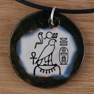 Orgineller Keramik Anhänger Hieroglyphen. Souvenir Ägypten Urlaub Geschenk Talisman Amulett Kinder Halskette Kettenanhän Bild 1