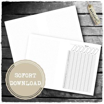 Blanko Monats-Tracker/Liste und Dots - zum Heft faltbar oder zum Lochen *SOFORT DOWNLOAD*