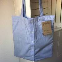 Einkaufstasche Karo, Upcycling aus einem Hemd,  Einkaufsbeutel, Tragetasche, Stoffbeutel, Nachhaltig Bild 1