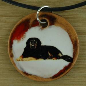 Orgineller Keramik Anhänger mit einem Hovawart; Hund, Schmuck, handgefertigt, homemade, Halskette, Geschenk, Herren, Kin Bild 1