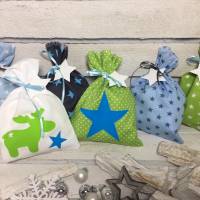 Adventskalender Elch grün blau Kalender Advent selber befüllen Säckchen Baumwolle Taschen Tüten Türchen Weihnachten Bild 1