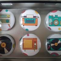 Magnete Kühlschrankmagnete Retro Radio Schallplatte Fotoapparat "50er Jahre" 6er Set Bild 2