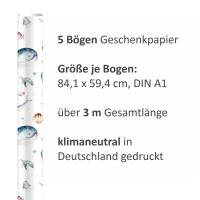 5 Bögen Geschenkpapier Meerestiere bunt Aquarell - 1,60€/qm - 84,1 x 59,4 cm Bild 3