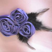 Lila Haarklammer mit Haarblumen und Federn "Isabelle" romantisch viktorianisch violett Bild 7