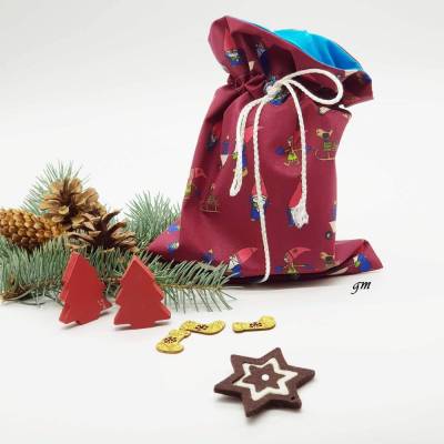 Geschenkbeutel Nikolaussack Weihnachten Advent – Handgemacht aus Baumwolle, waschbar, 19x27 cm