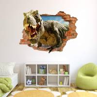 116 Wandtattoo T-Rex Dinosaurier Tyrannosaurus Rex - Loch in der Wand in 6 Größen Kinderzimmer Wanddeko Sticker Bild 3
