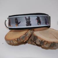 Halsband Hundehalsband m. Reflektoren Gr. 45-55 cm verstellbar ungepolstert od. gepolstert m. Neopren Muster Schäferhund Bild 2