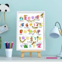Poster zum Lernen, Buchstaben - Lernposter ABC Tiere, Einschulungsgeschenk, Dekoration Kinderzimmer Bild 1