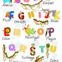 Poster zum Lernen, Buchstaben - Lernposter ABC Tiere, Einschulungsgeschenk, Dekoration Kinderzimmer Bild 2