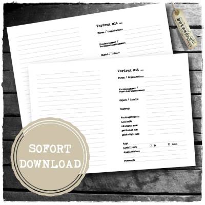 "Vertrag mit ..." - zum Heft faltbar oder zum Lochen *SOFORT DOWNLOAD*