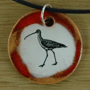 Orgineller Keramik Anhänger mit einem Ibis. vintage-Motiv Vogel, Meer, Strand Bild 1