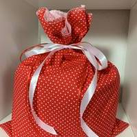 Adventskalender rot weiß Kalender Advent selber befüllen Säckchen Baumwolle Taschen Tüten Türchen Weihnachten Bild 2
