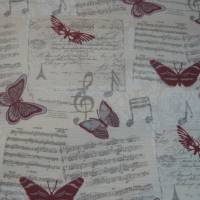 10,30 EUR/m Stoff Musik - Noten, Schmetterlinge, Notenblätter / Leinenoptik / Baumwolle Bild 1