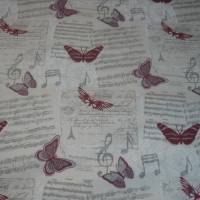 10,30 EUR/m Stoff Musik - Noten, Schmetterlinge, Notenblätter / Leinenoptik / Baumwolle Bild 3