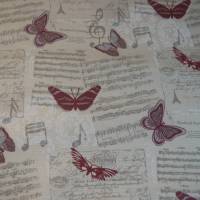 10,30 EUR/m Stoff Musik - Noten, Schmetterlinge, Notenblätter / Leinenoptik / Baumwolle Bild 4