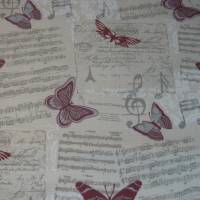 10,30 EUR/m Stoff Musik - Noten, Schmetterlinge, Notenblätter / Leinenoptik / Baumwolle Bild 5