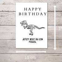 Geburtstagskarte "Jetzt bist du ein Fossil" als sofort Download PDF mit Umschlag Bild 2