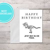 Geburtstagskarte "Jetzt bist du ein Fossil" als sofort Download PDF mit Umschlag Bild 3