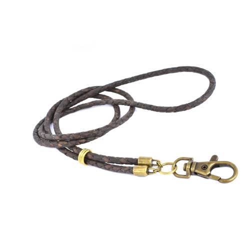 Schlüsselband aus Leder - dunkelbraun matt