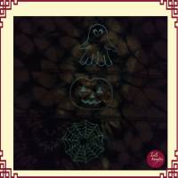 3 Lichtbeutel (ca. 10cm hoch) aus gebatiktem Stoff mit Stick-Motiven  "Halloween" Bild 7
