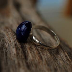 Damenring mit dunkelblauer Keramikperle - Keramikschmuck - Ring für Frauen Bild 4
