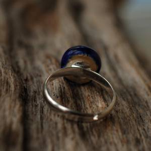 Damenring mit dunkelblauer Keramikperle - Keramikschmuck - Ring für Frauen Bild 5