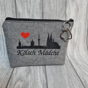 Kosmetiktasche  Kölsch Mädche Kölner Dom Skyline Bag Schminktasche Utensilientasche Kleinigkeiten Tasche mit Anhänger Bild 1