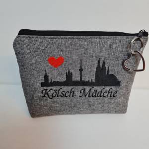 Kosmetiktasche  Kölsch Mädche Kölner Dom Skyline Bag Schminktasche Utensilientasche Kleinigkeiten Tasche mit Anhänger Bild 4