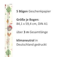 5 Bögen Geschenkpapier Bauernhof - 1,60€/qm - 84,1 x 59,4 cm Bild 3
