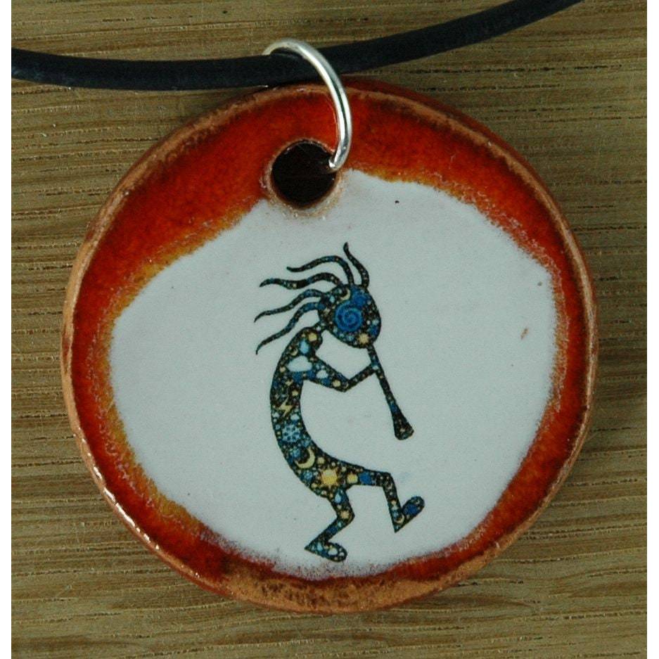 Orgineller Keramik Anhänger Kokopelli; Kette, Schmuck, Talisman, Ureinwohner Amerika Indianer mystisch Fantasie Bild 1