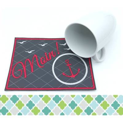 Mugrug, Tassen- oder Kerzenuntersetzer Moin - Farben individualisierbar