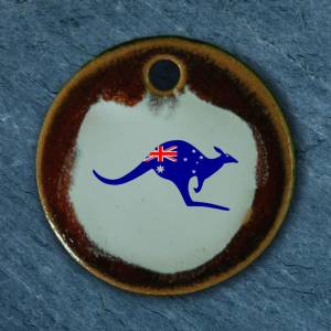 Orgineller Keramik Anhänger mit einem Känguru; Flagge Australien Urlaub Kette, Schmuck, Talisman, Beuteltier, Tier, Down Bild 1