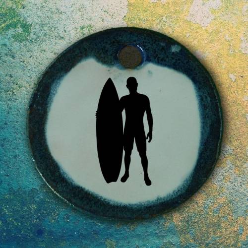 Orgineller Keramik Anhänger Surfen; Surfbrett Urlaub Meer, Geschenk, Andenken Männer Frauen Kinder Kettenanhänger Schmuc