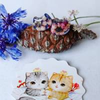 Ohrstecker Katzen echte Blumen klein bunt Bild 2