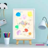 Poster zum Lernen, Farben - Lernposter Farbtupfer, Herz, Pinsel, Einschulungsgeschenk, Dekoration Kinderzimmer Bild 1