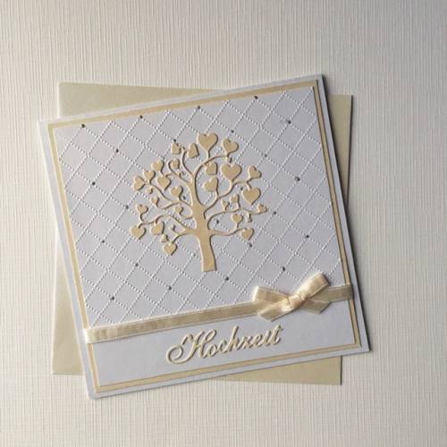 Hochzeit, Hochzeitskarte, Glückwunschkarte zur Hochzeit mit Lebensbaum ca.13,5cmx13,5cm