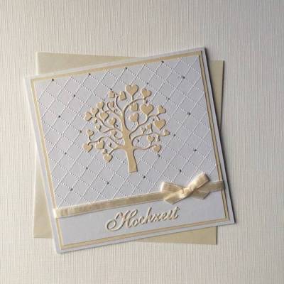 Hochzeit, Hochzeitskarte, Glückwunschkarte zur Hochzeit mit Lebensbaum ca.13,5cmx13,5cm