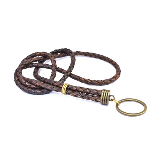 Schlüsselband aus Leder antik-dunkelbraun